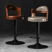 Modern Simple Gray Rotatable Round Bar Stool with Back