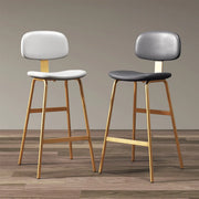 Modern Simple Hideskin Gray Saddle Seat Low Back Bar Stools