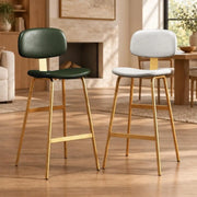 Modern Simple Hideskin Gray Saddle Seat Low Back Bar Stools