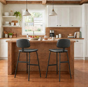 Modern Simple Hideskin Gray Saddle Seat Low Back Bar Stools