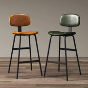 Modern Simple Hideskin Gray Saddle Seat Low Back Bar Stools