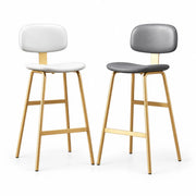 Modern Simple Hideskin Gray Saddle Seat Low Back Bar Stools
