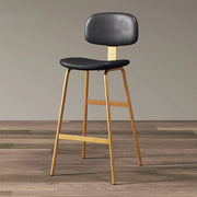 Modern Simple Hideskin Gray Saddle Seat Low Back Bar Stools