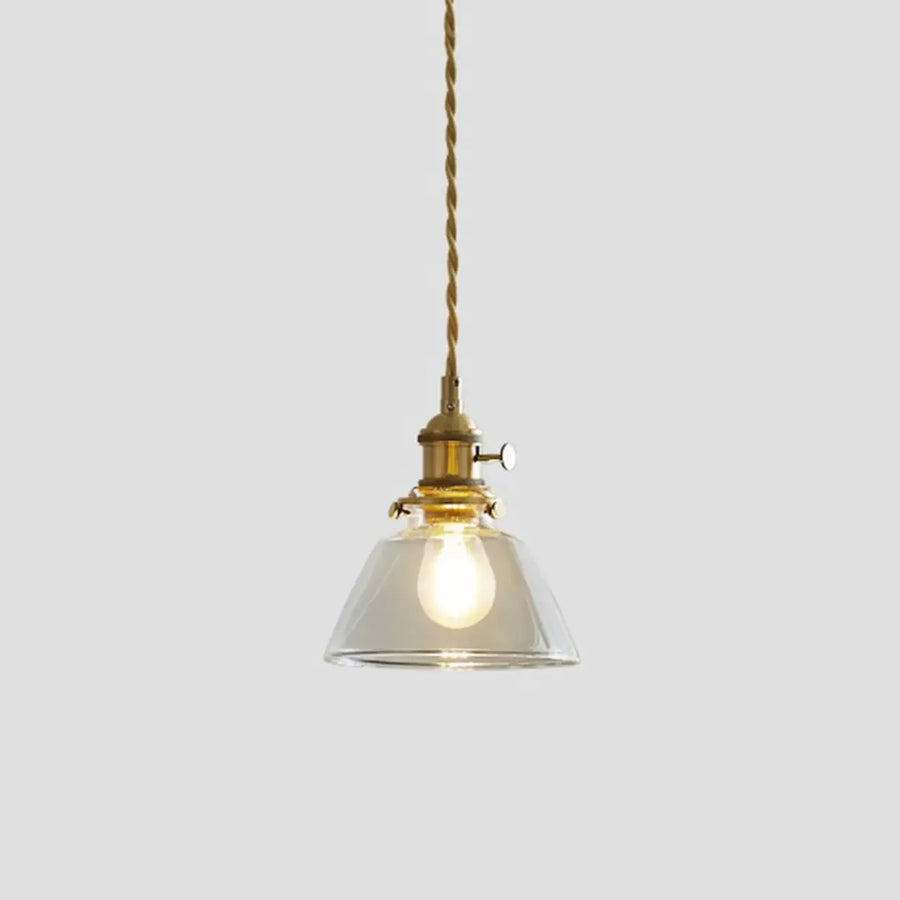 Modern Simplicity Gold Clear Glass Dining Room Pendant Light