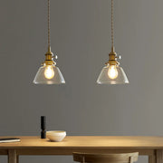 Modern Simplicity Gold Clear Glass Dining Room Pendant Light