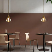 Modern Simplicity Gold Clear Glass Dining Room Pendant Light