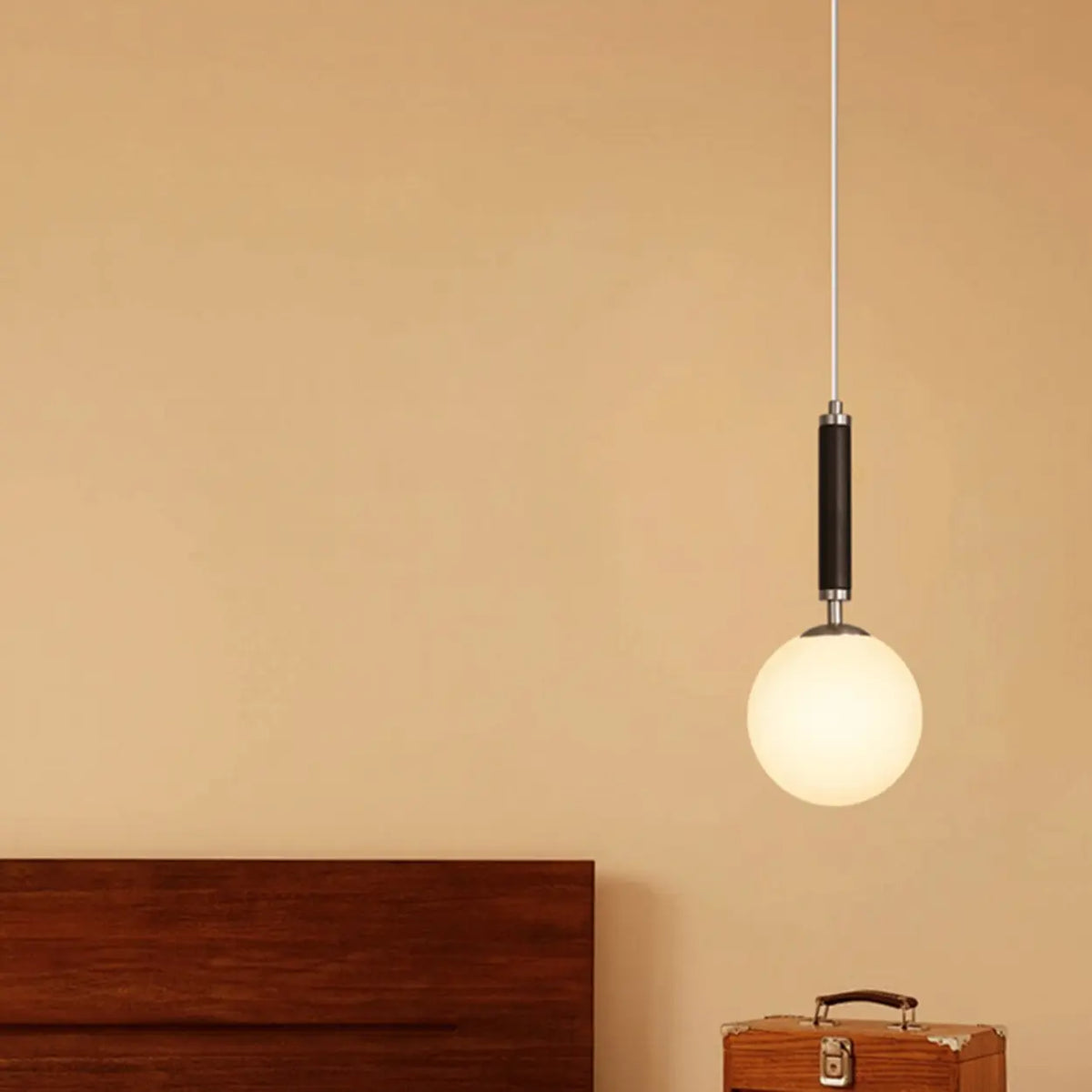Modern Single Globe Pendant Light Adjustable Cord Bedroom