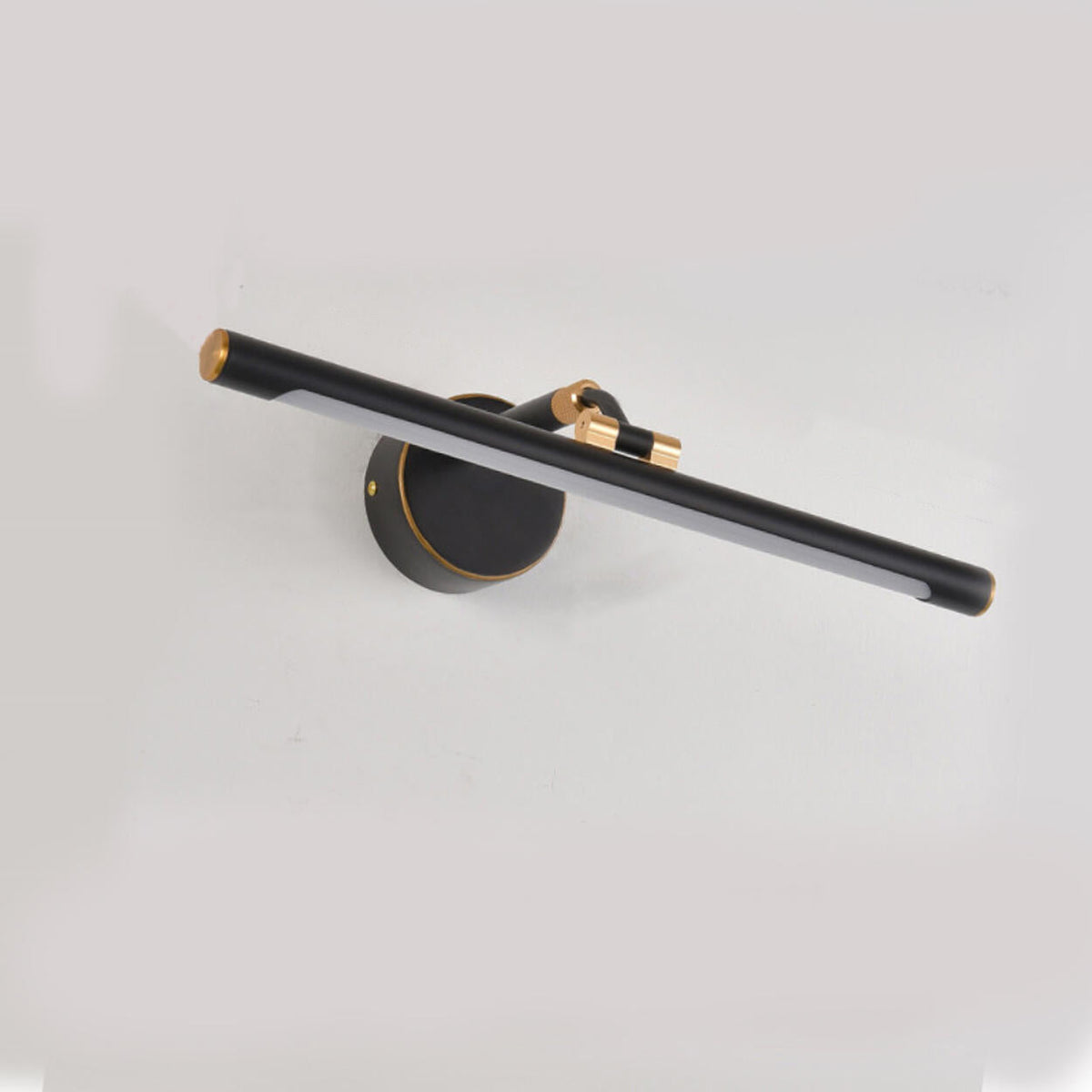 Modern Sleek Black and Gold Cylinder Vanity Light