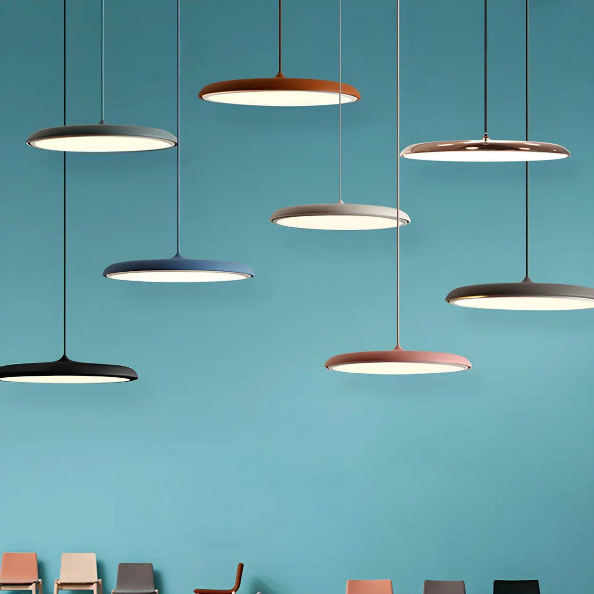 Modern Sleek Round Disc LED Dining Room Pendant Light