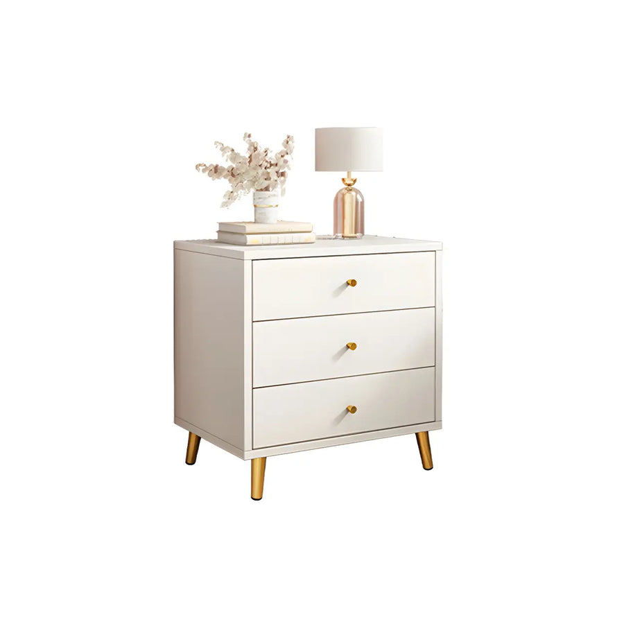 Modern Sleek Wood White Two-Drawer Storage Nightstand