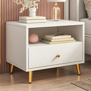 Modern Sleek Wood White Two-Drawer Storage Nightstand