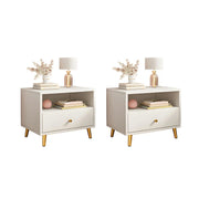 Modern Sleek Wood White Two-Drawer Storage Nightstand