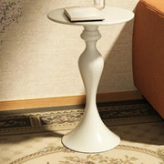 Modern Small Black Round Sculpted Pedestal Metal Side Table