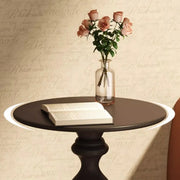 Modern Small Black Round Sculpted Pedestal Metal Side Table