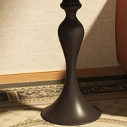 Modern Small Black Round Sculpted Pedestal Metal Side Table