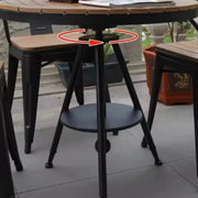 Modern Small Outdoor Round Brown Patio Table with Shelf