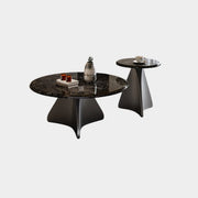 Modern Small Round Polished Stone Stain-Resist Coffee Table