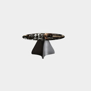 Modern Small Round Polished Stone Stain-Resist Coffee Table
