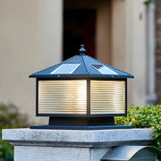 Modern Solar Square LED Outdoor Pillar Light Lamp Black
