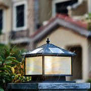 Modern Solar Square LED Outdoor Pillar Light Lamp Black