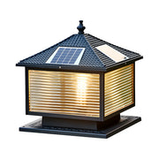Modern Solar Square LED Outdoor Pillar Light Lamp Black