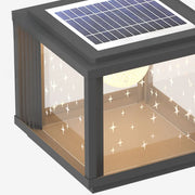 Modern Solar Square Outdoor Pillar Lamp 3-Light Color