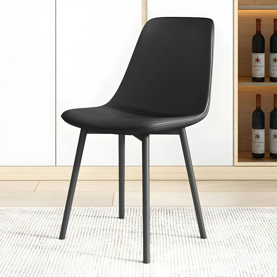 Modern Solid Back PU Leather Upholstered Dining Chairs
