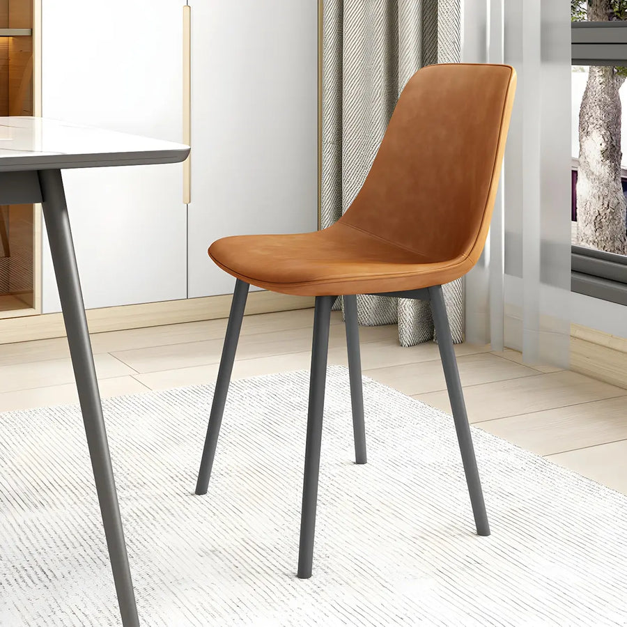 Modern Solid Back PU Leather Upholstered Dining Chairs