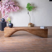 Modern Solid Wood Wave Bench for Home & Office Decor