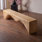 Modern Solid Wood Wave Bench for Home & Office Decor