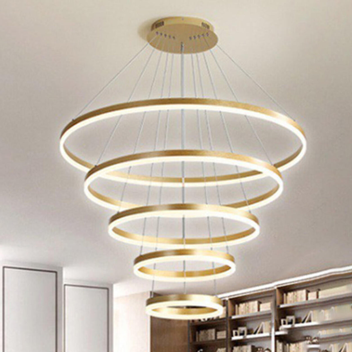 Modern Spiral Gold Ring Acrylic LED Pendant Chandelier