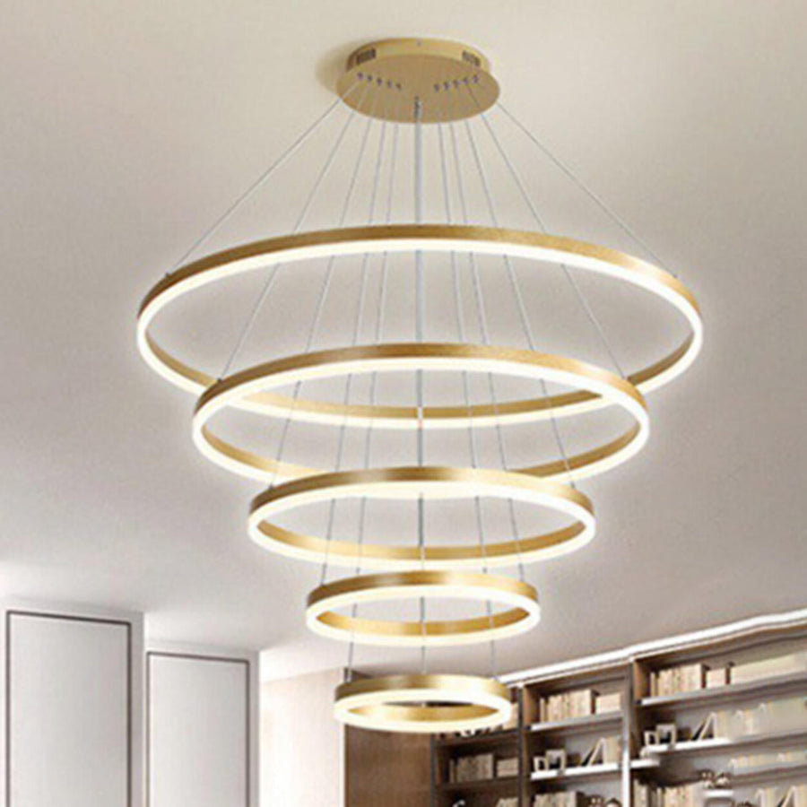 Modern Spiral Gold Ring Acrylic LED Pendant Chandelier