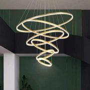Modern Spiral Gold Ring Acrylic LED Pendant Chandelier