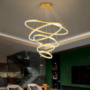 Modern Spiral Gold Ring Acrylic LED Pendant Chandelier
