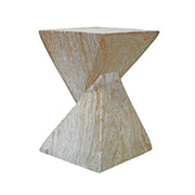 Modern Square Stone Geometric Twisted Block Side Table