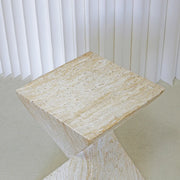 Modern Square Stone Geometric Twisted Block Side Table