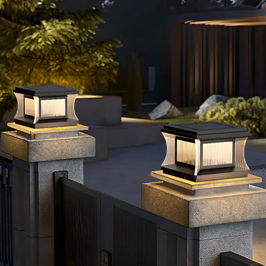 Modern Square Waterproof Solar Outdoor Pillar Light
