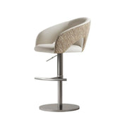 Modern Swivel Adjustable Brown Leather Bucket Back Bar Stool
