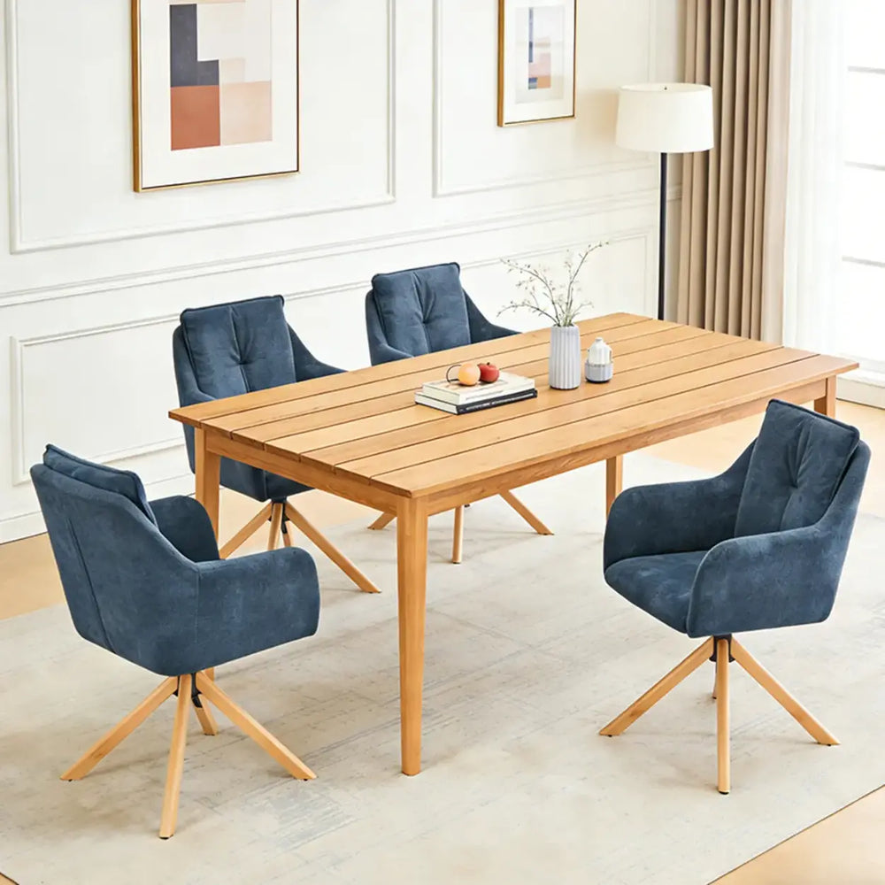 Modern Swivel Blue Fleece Upholstered Curved Back Dining Chair