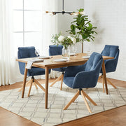 Modern Swivel Blue Fleece Upholstered Curved Back Dining Chair