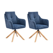 Modern Swivel Blue Fleece Upholstered Curved Back Dining Chair