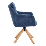 Modern Swivel Blue Fleece Upholstered Curved Back Dining Chair