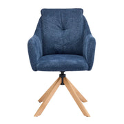 Modern Swivel Blue Fleece Upholstered Curved Back Dining Chair
