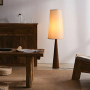 Modern Tapered Wooden Base Floor Lamp with Fabric Shade