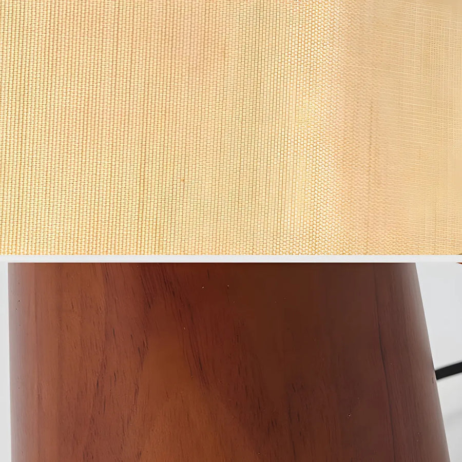 Modern Tapered Wooden Base Floor Lamp with Fabric Shade