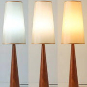 Modern Tapered Wooden Base Floor Lamp with Fabric Shade