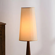 Modern Tapered Wooden Base Floor Lamp with Fabric Shade