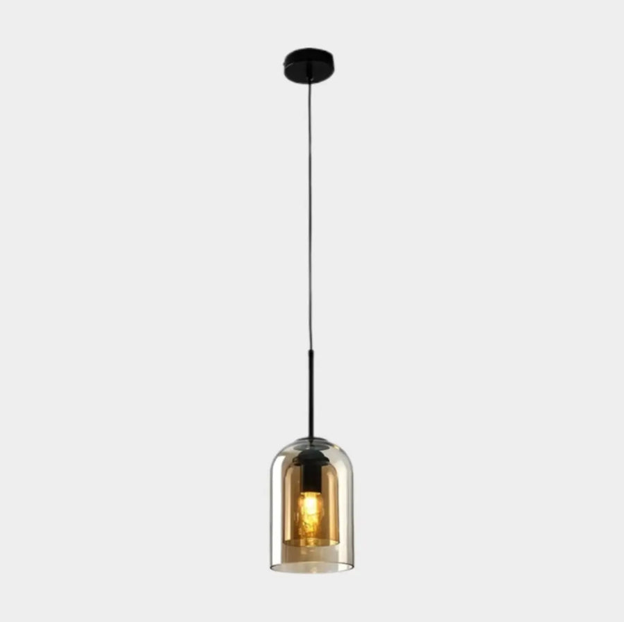 Modern Tiered Bell Smoky Clear Glass Pendant Light