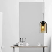 Modern Tiered Bell Smoky Clear Glass Pendant Light