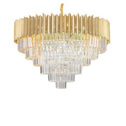 Modern Tiered Gold Crystal Chandelier Adjustable Height